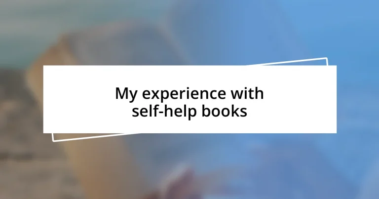 My experience with self-help books