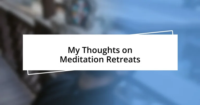 My Thoughts on Meditation Retreats