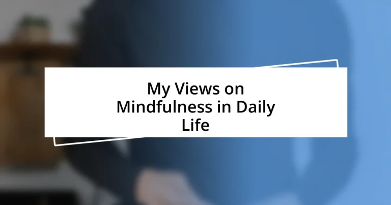 My Views on Mindfulness in Daily Life