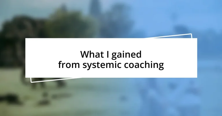 What I gained from systemic coaching