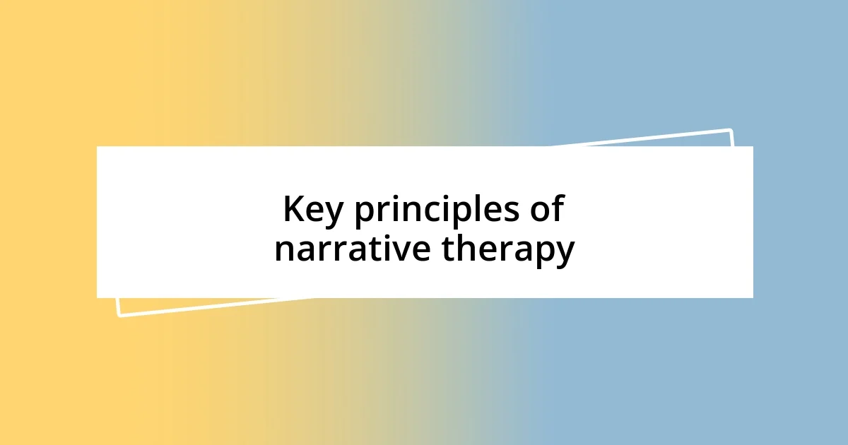 Key principles of narrative therapy