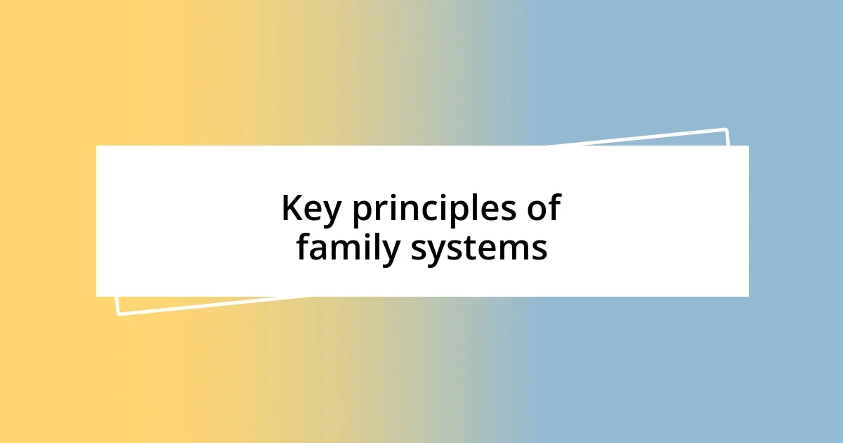 Key principles of family systems