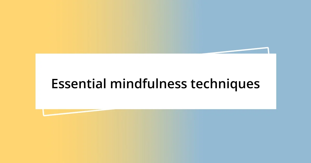 Essential mindfulness techniques