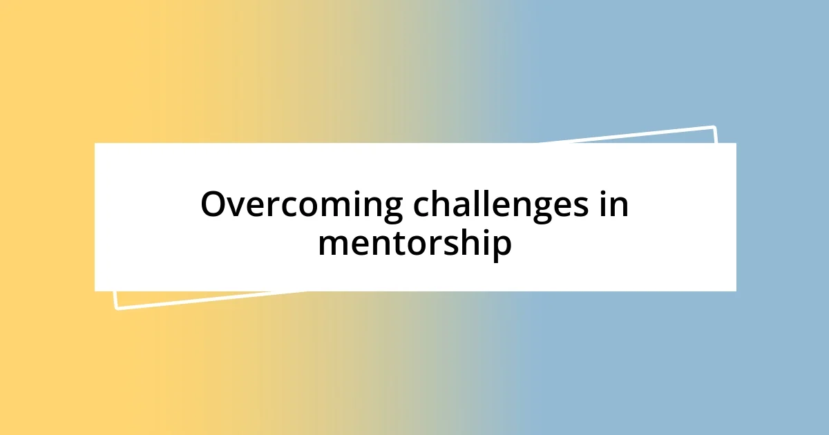 Overcoming challenges in mentorship