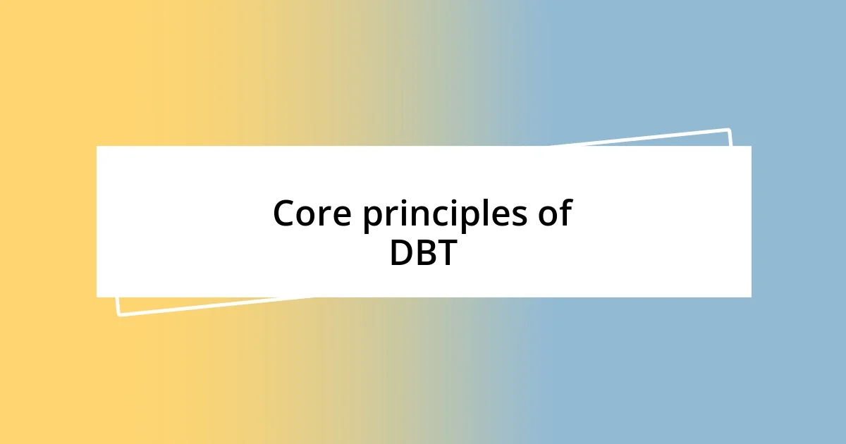 Core principles of DBT