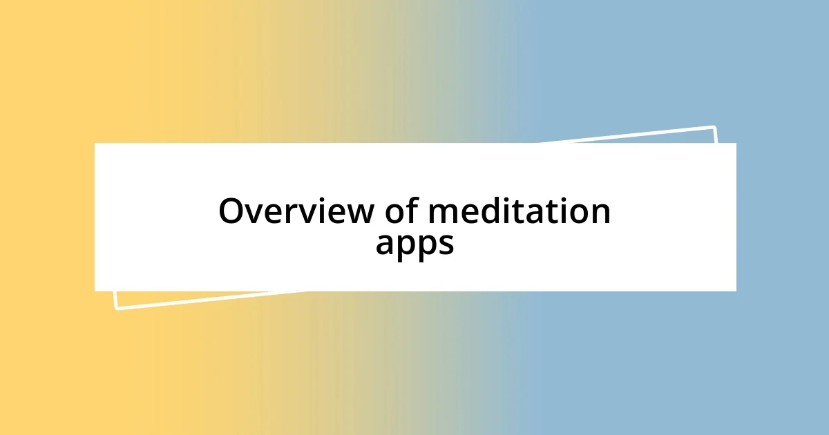 Overview of meditation apps